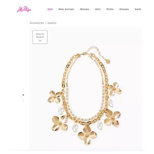 NWT Lilly Pulitzer Via Flora Necklace Gold